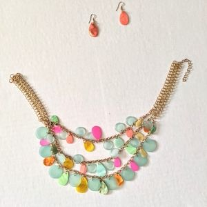 Gold w/ colorful shells Necklace Earring